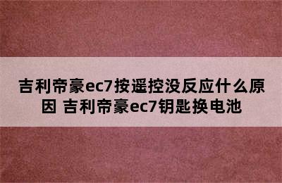 吉利帝豪ec7按遥控没反应什么原因 吉利帝豪ec7钥匙换电池